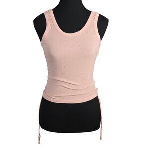 NWOT | Ribbed Side-Tie Tank Top | Adjustable Ruched Sides | Dusty Rose Pink | La